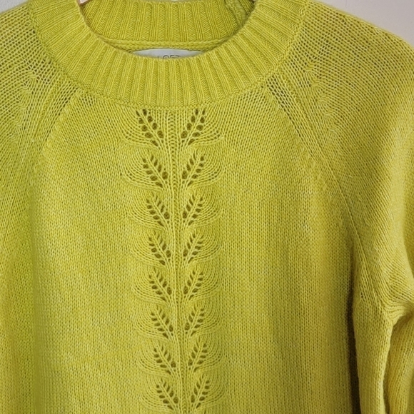 LOFT | Yellow-Green Petite Eyelet Sweater Size Small Petite - Picture 5 of 6